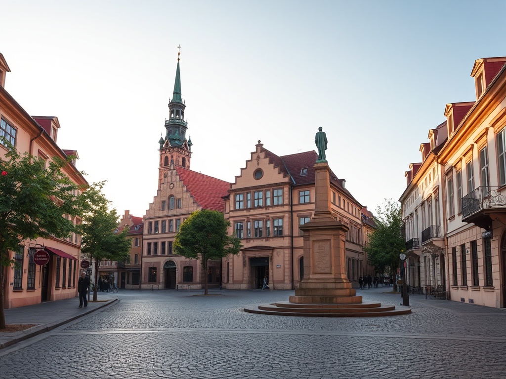 Widok na rynek i kościół w Tomaszowie Lubelskim z lotu ptaka